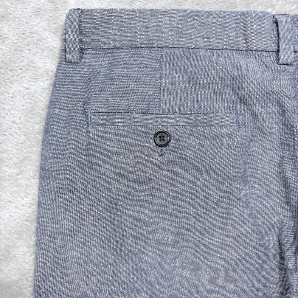 Banana Republic Aiden Chino Pants Mens 35x30 Blue Grey Linen Cotton Blend Slim